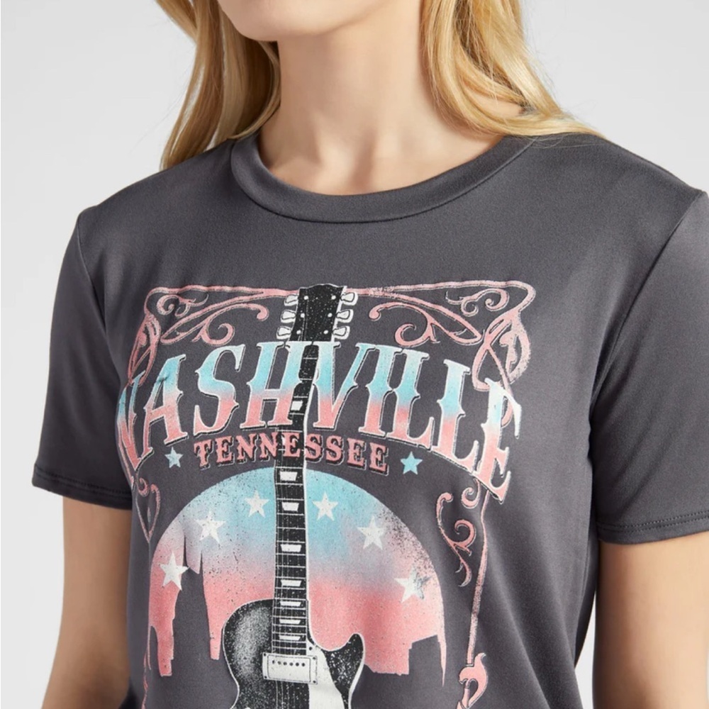 Polygram Nashville Music City graphic tee gray and pink size small NWOT